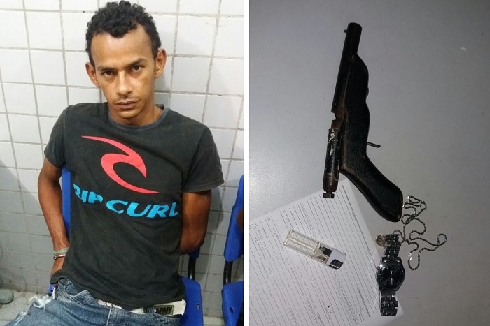 Homem tenta fugir da polícia, mas acaba preso com arma de fogo no Bairro Santa Inês, em Altos